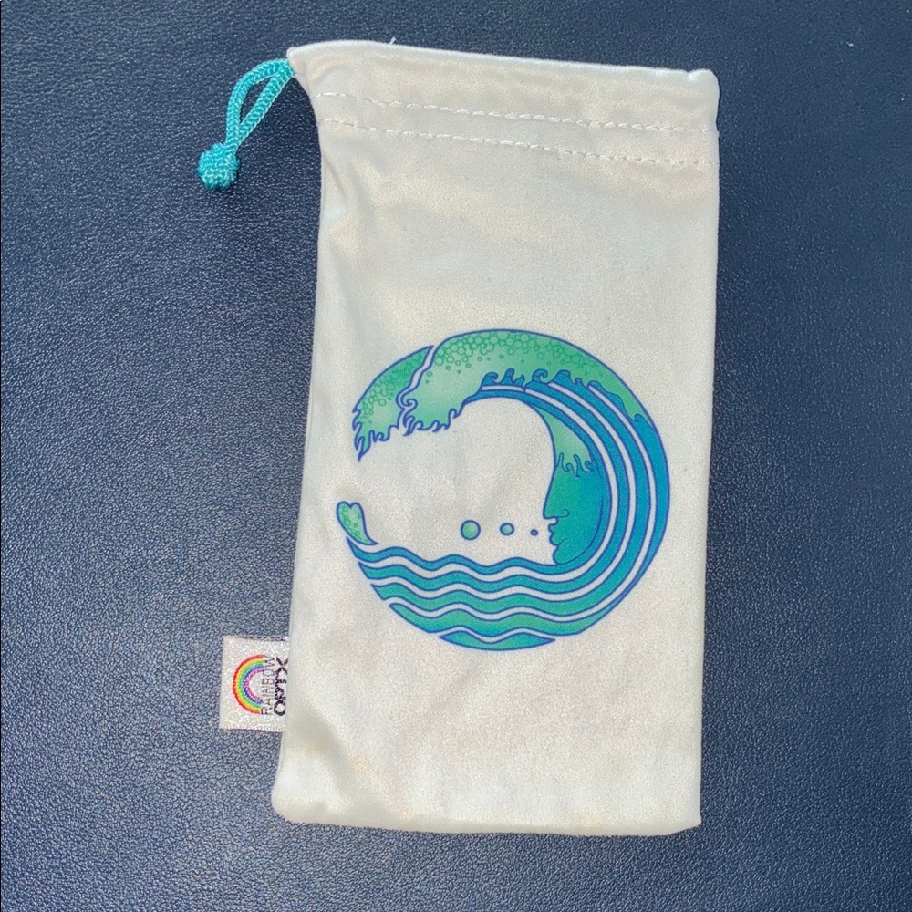 Rainbow OPTX Case Ocean Wave Kids Pouch Green and Blue drawstring pouch waves